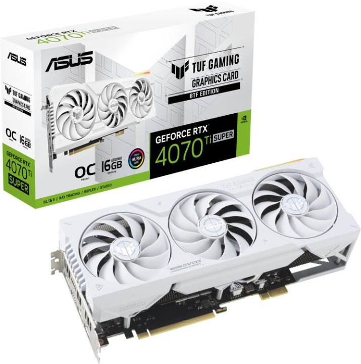 ASUS GeForce TUF-RTX4070TIS-O16G-BTF-WHITE graphics card, white in the group COMPUTERS & PERIPHERALS / Computer components / Graphic Cards at TP E-commerce Nordic AB (C68616)