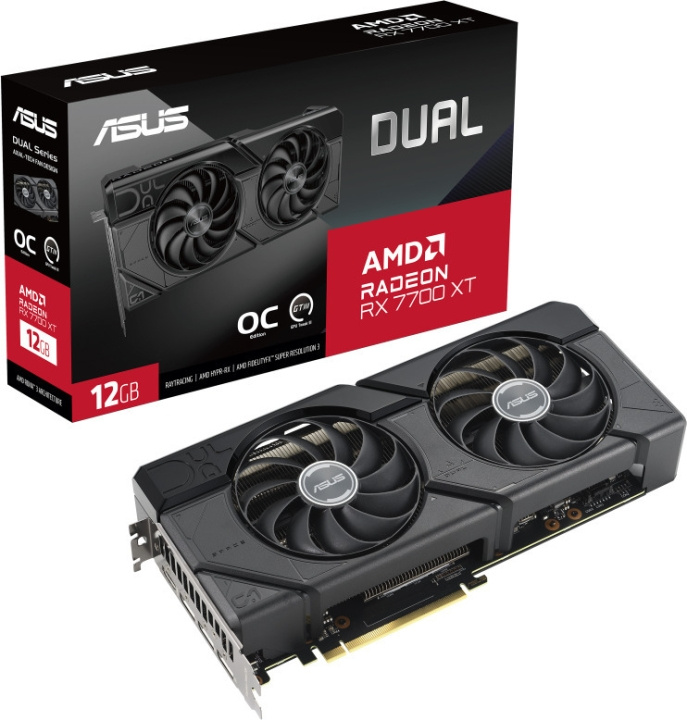 ASUS AMD Radeon DUAL-RX7700XT-O12G graphics card in the group COMPUTERS & PERIPHERALS / Computer components / Graphic Cards at TP E-commerce Nordic AB (C68620)