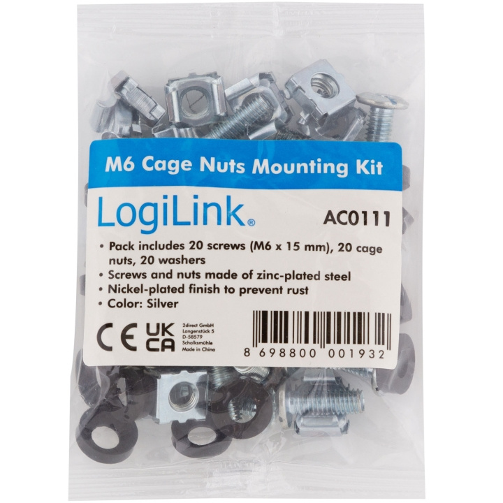 LogiLink Monteringssats M6 för rack/väggskåp 20-pack in the group COMPUTERS & PERIPHERALS / Computer accessories / Other at TP E-commerce Nordic AB (C68800)