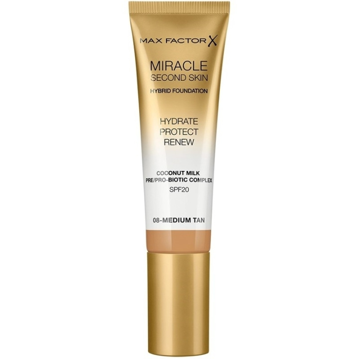 Max Factor Miracle Second Skin Foundation 08 Medium Tan in the group BEAUTY & HEALTH / Makeup / Facial makeup / Foundation at TP E-commerce Nordic AB (C69312)