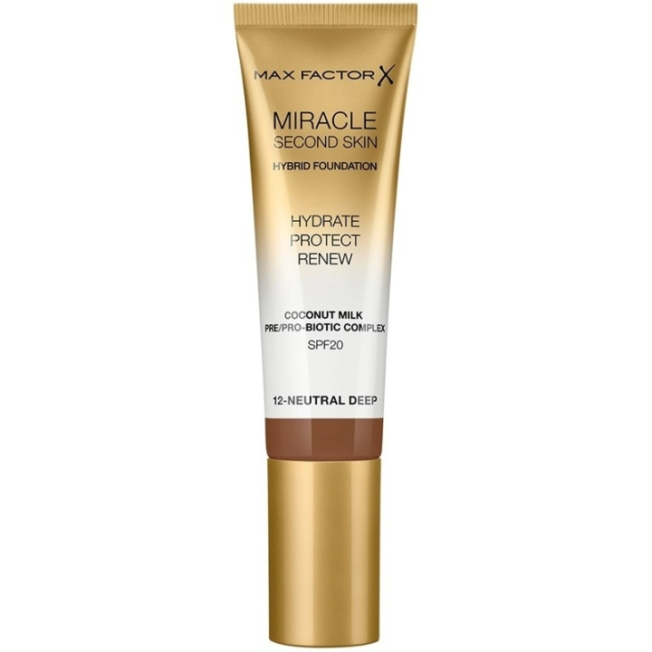 Max Factor Miracle Second Skin Foundation 12 Neutral Deep in the group BEAUTY & HEALTH / Makeup / Facial makeup / Foundation at TP E-commerce Nordic AB (C69316)