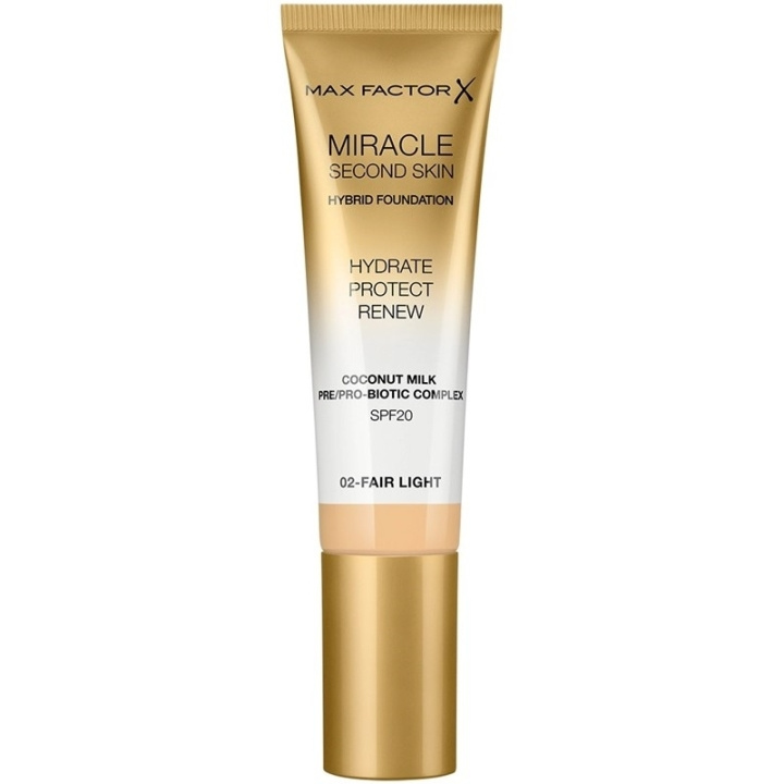 Max Factor Miracle Second Skin Foundation 02 Fair Light in the group BEAUTY & HEALTH / Makeup / Facial makeup / Foundation at TP E-commerce Nordic AB (C69318)