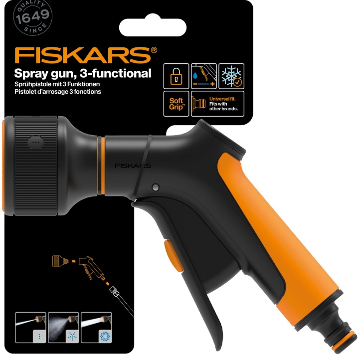 Fiskars Sprinklerpistol 3-funktion. front tr in the group HOME, HOUSEHOLD & GARDEN / Garden products / Garden tools at TP E-commerce Nordic AB (C69558)