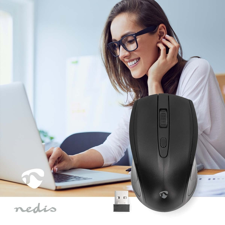 Nedis Mouse | Wireless | 800 / 1200 / 1600 dpi | Adjustable DPI | Number of buttons: 4 | Both Handed in the group COMPUTERS & PERIPHERALS / Mice & Keyboards / Mice / Wireless at TP E-commerce Nordic AB (C69697)