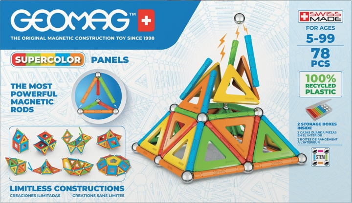 Geomag Super Colorful Magnetic Building Set, 78 pieces in the group TOYS, KIDS & BABY PRODUCTS / Toys / Building toys / Geomag at TP E-commerce Nordic AB (C69934)