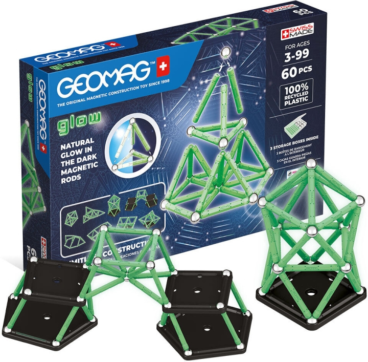 Geomag Glow Recycled magnetic building set, 60 pieces in the group TOYS, KIDS & BABY PRODUCTS / Toys / Building toys / Geomag at TP E-commerce Nordic AB (C69958)