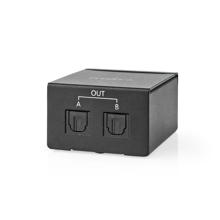 Nedis Digital Audio Splitter | 2-way | Connection input: TosLink Female | Connection output: 2x TosLink | Push Button | Metal | Black in the group HOME ELECTRONICS / Cables & Adapters / Speaker cables at TP E-commerce Nordic AB (C70195)