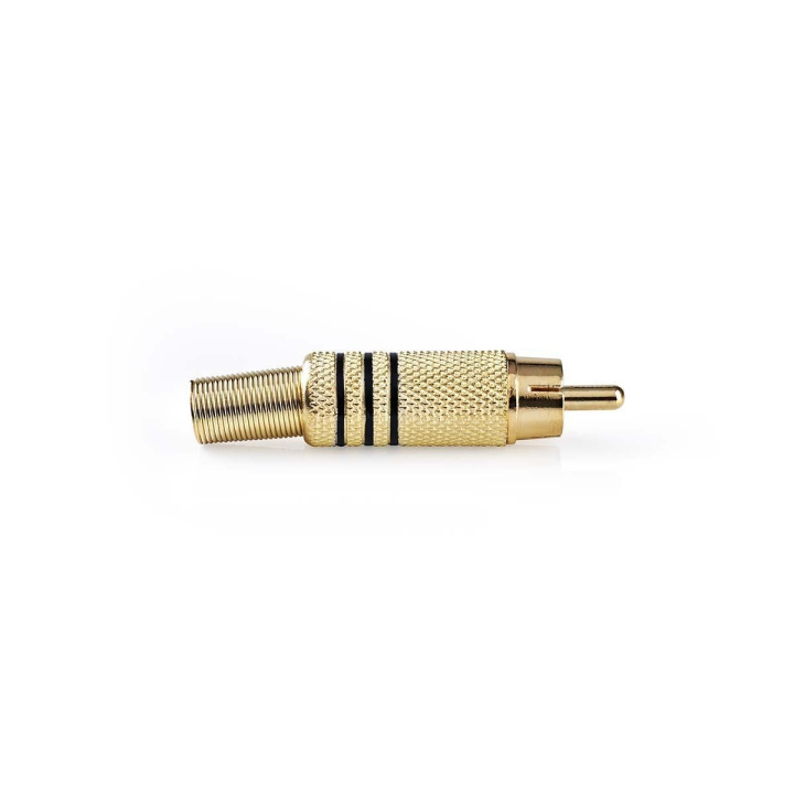 Nedis RCA Connector | Straight | Male | Gold Plated | Solder | Cable input diameter: 7.0 mm | Metal | Black | 10 pcs | Envelope in the group HOME ELECTRONICS / Cables & Adapters / Audio analog / Adapters at TP E-commerce Nordic AB (C70199)