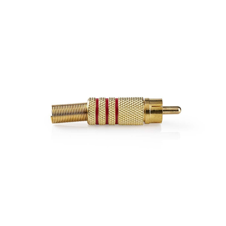 Nedis RCA Connector | Straight | Male | Gold Plated | Solder | Cable input diameter: 7.0 mm | Metal | Red | 10 pcs | Envelope in the group HOME ELECTRONICS / Cables & Adapters / Audio analog / Adapters at TP E-commerce Nordic AB (C70200)