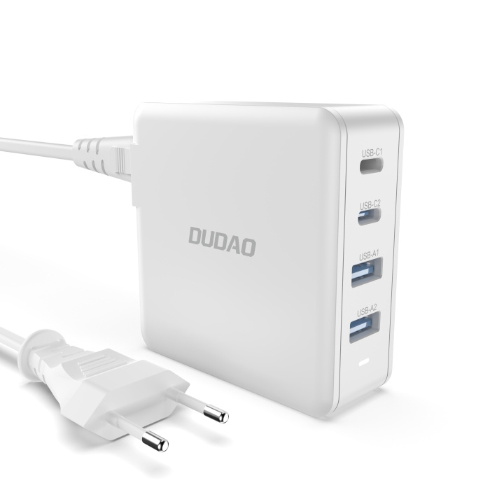 Dudao A100EU Adapter 100Watt GaN 2xUSB-C + 2xUSB-A in the group SMARTPHONE & TABLETS / Chargers & Cables / Wall charger / Wall charger USB-C at TP E-commerce Nordic AB (C70276)