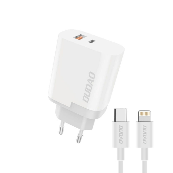 Dudao A6XSEUL Adapter 22,5Watt 1xUSB-C + 1xUSB-A (1m USB-C to Lightning cable included) in the group SMARTPHONE & TABLETS / Chargers & Cables / Wall charger / Wall charger USB-C at TP E-commerce Nordic AB (C70279)