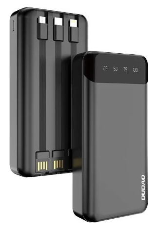 Dudao capacious powerbank with 3 built-in cables 20000mAh USB Type C + micro USB + Lightning black (Dudao K6Pro+) in the group SMARTPHONE & TABLETS / Chargers & Cables / Powerbanks at TP E-commerce Nordic AB (C70285)