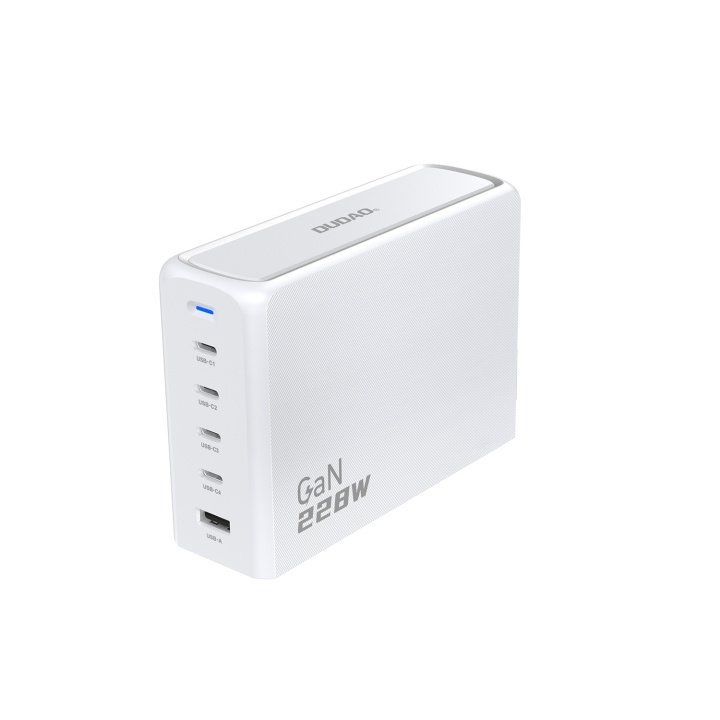 Dudao A228EU 228Watt Adapter GaN 4xUSB-C + 1xUSB-A White in the group SMARTPHONE & TABLETS / Chargers & Cables / Wall charger / Wall charger USB-C at TP E-commerce Nordic AB (C70304)