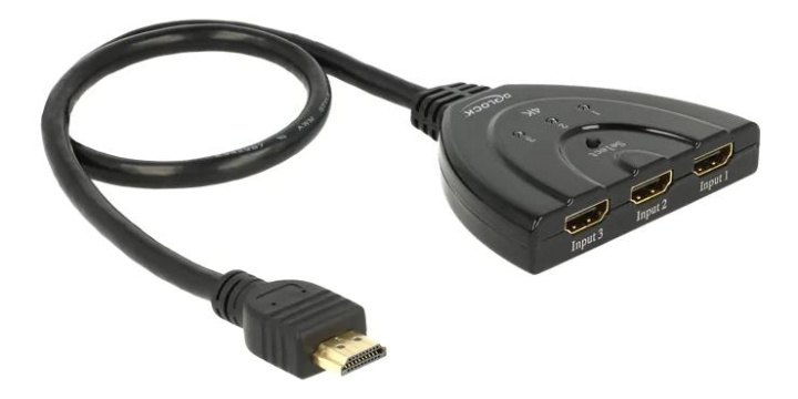DeLOCK HDMI UHD Switch 3xHDMI>1xHDMI out 4K integrated cable 50 cm in the group HOME ELECTRONICS / Cables & Adapters / HDMI / Adapters at TP E-commerce Nordic AB (C70494)