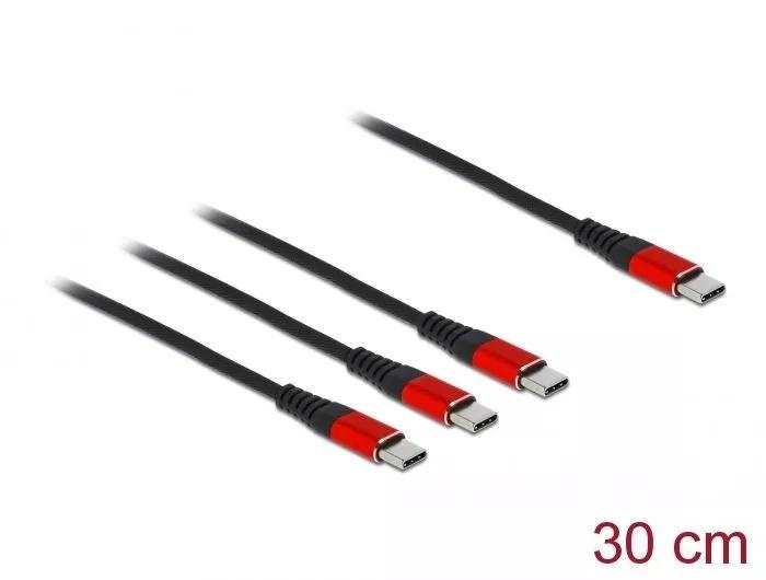 DeLOCK USB Charging Cable 3 in 1 USB Type-C to 3 x USB Type-C 30 cm in the group SMARTPHONE & TABLETS / Chargers & Cables / Cables / Cables Type C at TP E-commerce Nordic AB (C70513)