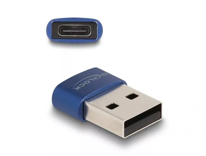 DeLOCK USB 2.0 Adapter USB Type-A male to USB Type-C™ female blue in the group COMPUTERS & PERIPHERALS / Computer cables / USB / USB-A / Adapters at TP E-commerce Nordic AB (C70521)