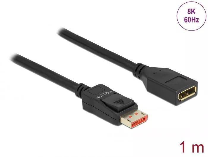 DeLOCK DisplayPort extension cable 8K 60 Hz 1 m in the group COMPUTERS & PERIPHERALS / Computer cables / DisplayPort / Cables at TP E-commerce Nordic AB (C70532)