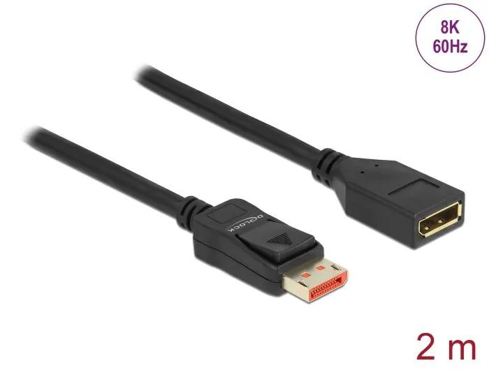 DeLOCK DisplayPort extension cable 8K 60 Hz 2 m in the group COMPUTERS & PERIPHERALS / Computer cables / DisplayPort / Cables at TP E-commerce Nordic AB (C70533)