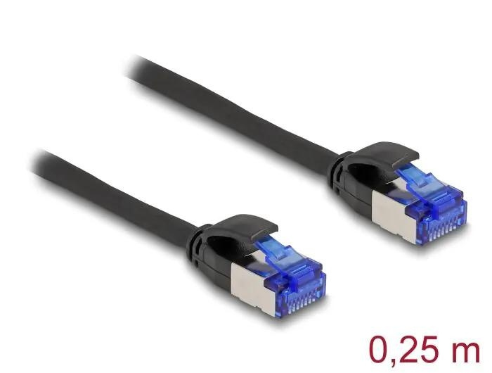 DeLOCK RJ45 Network Cable Cat.6A S/FTP Slim 0.25 m black in the group COMPUTERS & PERIPHERALS / Computer cables / Network cables / Cat6 at TP E-commerce Nordic AB (C70534)