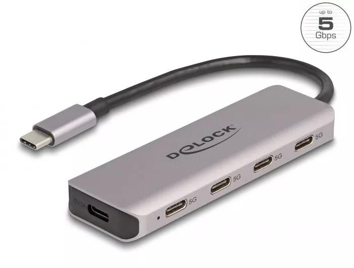 DeLOCK USB 5 Gbps 4 Port USB Type-C™ Hub with USB Type-C™ connector in the group COMPUTERS & PERIPHERALS / Computer accessories / USB-Hubs at TP E-commerce Nordic AB (C70541)