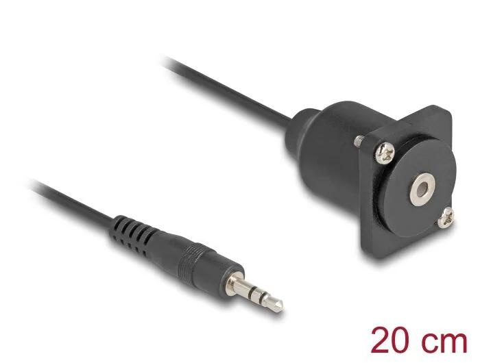 DeLOCK D-Type Cable 3.5 mm 3 pin Stereo jack male to female 20 cm in the group HOME ELECTRONICS / Cables & Adapters / Audio analog / 3.5 mm at TP E-commerce Nordic AB (C70561)