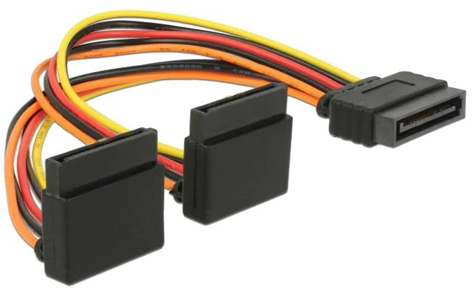 DeLOCK Cable SATA 15 pin power plug w/ latching function>2xSATA in the group COMPUTERS & PERIPHERALS / Computer cables / Internal / SATA at TP E-commerce Nordic AB (C70586)