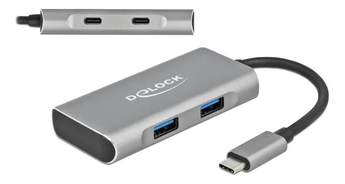 DeLOCK External USB 3.2 Gen 2 USB Type-C Hub 2 x USBA and 2 x USBC in the group COMPUTERS & PERIPHERALS / Computer accessories / USB-Hubs at TP E-commerce Nordic AB (C70609)