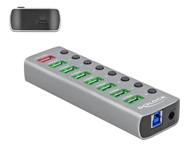 DeLOCK USB3.2 Gen1 Hub 7 Ports 1Fast Charging Port 1USBC PD 3 Port in the group COMPUTERS & PERIPHERALS / Computer accessories / USB-Hubs at TP E-commerce Nordic AB (C70610)