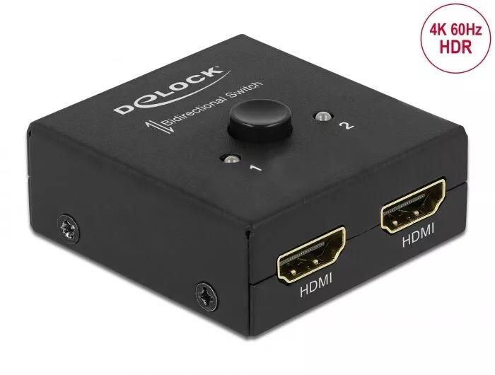 DeLOCK 64072 HDMI 2 - 1-Switch dubbelriktad 4K 60 Hz kompakt, svart in the group HOME ELECTRONICS / Cables & Adapters / HDMI / Adapters at TP E-commerce Nordic AB (C70619)