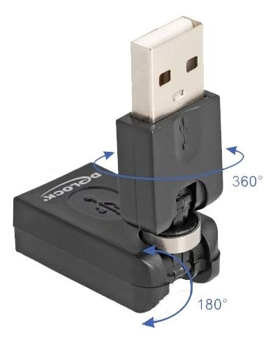 DeLOCK Rotation adapter USB 2.0-A male to female in the group COMPUTERS & PERIPHERALS / Computer cables / USB / USB-A / Adapters at TP E-commerce Nordic AB (C70622)