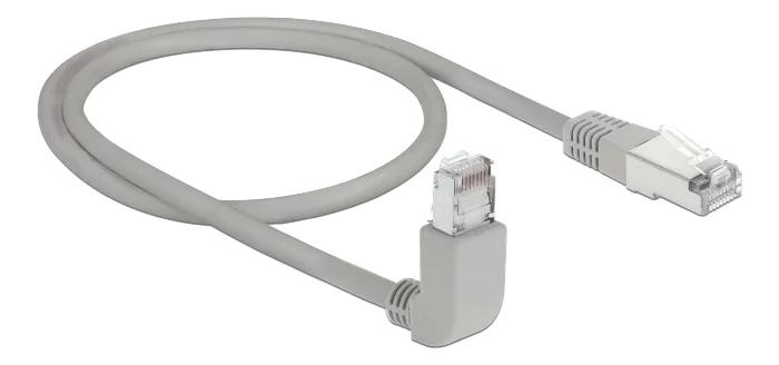 DeLOCK Network cable RJ45 Cat.6A S/FTP upwards angled/straight 0.5m in the group COMPUTERS & PERIPHERALS / Computer cables / Network cables / Cat6 at TP E-commerce Nordic AB (C70684)