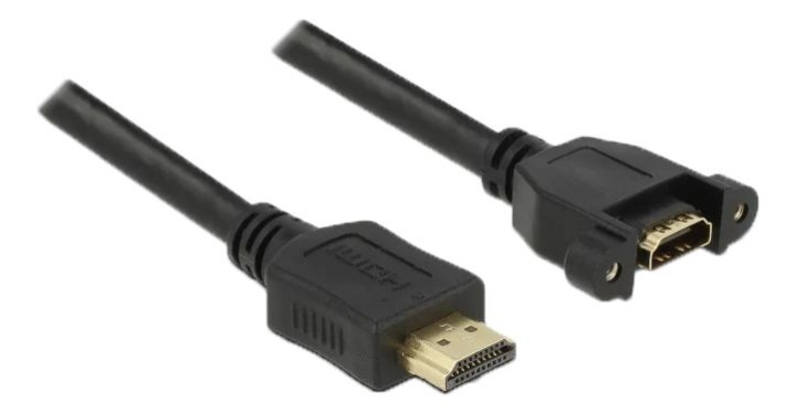 DeLOCK Cable HDMI-A ma to HDMI-A fe panel-mount, 4K at 30 Hz, 0.5 m in the group HOME ELECTRONICS / Cables & Adapters / HDMI / Cables at TP E-commerce Nordic AB (C70707)