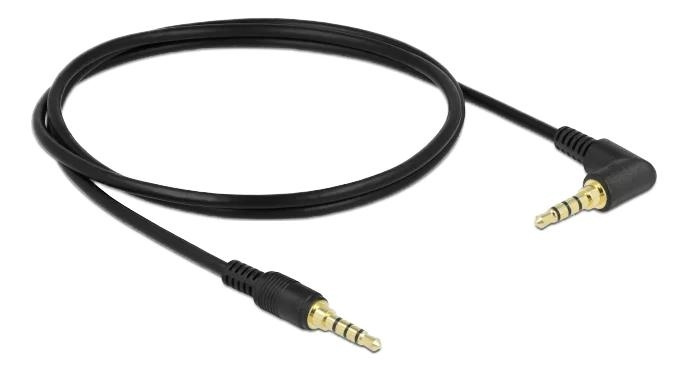 DeLOCK Stereo jack cable 3.5 mm 4 pin male > male angled 1 m black in the group HOME ELECTRONICS / Cables & Adapters / Audio analog / 3.5 mm at TP E-commerce Nordic AB (C70711)