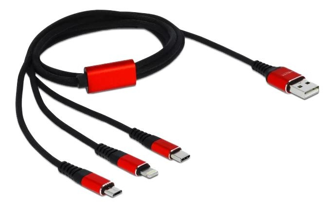 DeLOCK USB Charging Cable 3in1 Lightning/MicroUSB/USB TypeC 1m in the group SMARTPHONE & TABLETS / Chargers & Cables / Cables / Cables Lightning at TP E-commerce Nordic AB (C70727)