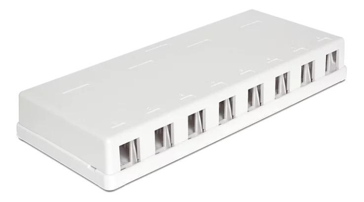 DeLOCK Keystone Surface Mounted Box, 8-ports, white in the group COMPUTERS & PERIPHERALS / Computer cables / Network cables / Adapters & Conductor joints at TP E-commerce Nordic AB (C70739)