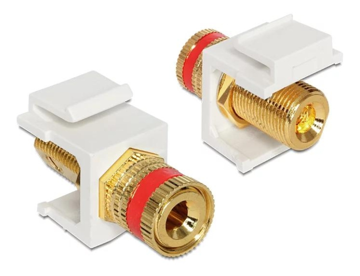 DeLOCK Keystone module, binding post (red) - thread nut, white in the group COMPUTERS & PERIPHERALS / Computer cables / Network cables / Adapters & Conductor joints at TP E-commerce Nordic AB (C70744)