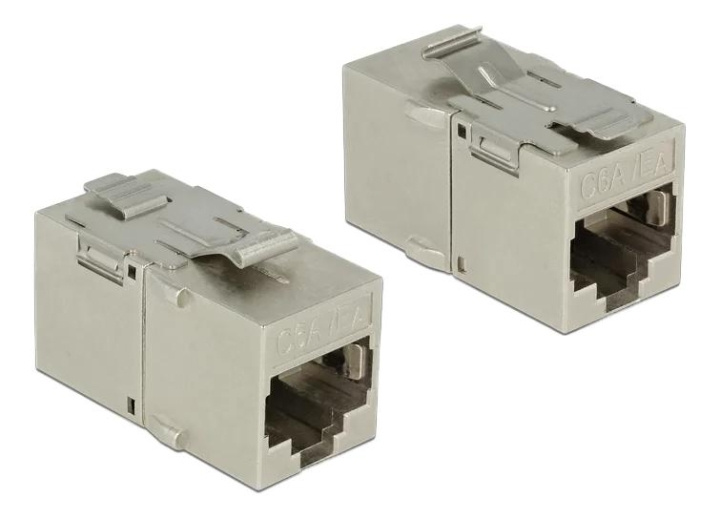 DeLOCK Keystone Module RJ45 jack > RJ45 jack Cat.6A metal in the group COMPUTERS & PERIPHERALS / Computer cables / Network cables / Adapters & Conductor joints at TP E-commerce Nordic AB (C70759)