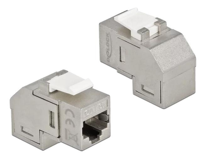 DeLOCK Keystone Module RJ45 jack to RJ45 jack Cat.6A 90° angled in the group COMPUTERS & PERIPHERALS / Computer cables / Network cables / Adapters & Conductor joints at TP E-commerce Nordic AB (C70776)