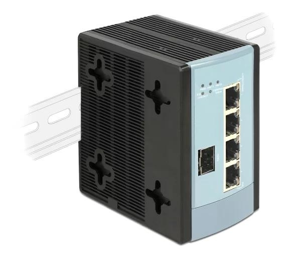 DeLOCK Gigabit Ethernet Switch 4 Port + 1 SFP DIN-rail mounting in the group COMPUTERS & PERIPHERALS / Network / Switches / 10/100/1000Mbps at TP E-commerce Nordic AB (C70779)