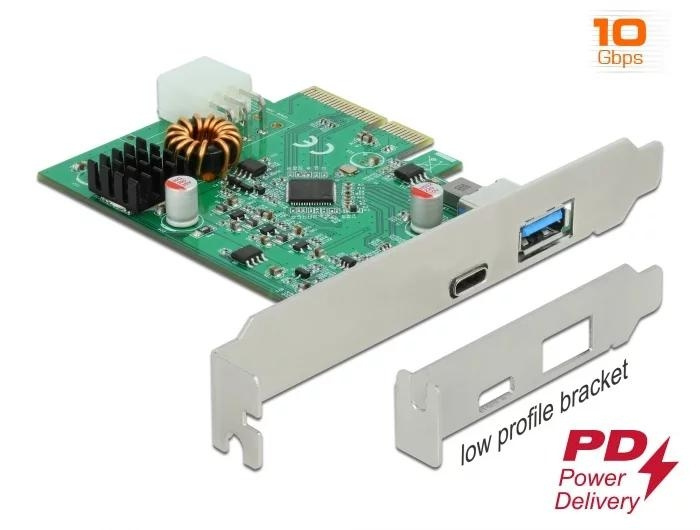 DeLOCK PCI Express x4 Card>1xext USB TypeC PD + 1xext USB TypeA in the group COMPUTERS & PERIPHERALS / Network / Network cards / PCI Express at TP E-commerce Nordic AB (C70787)