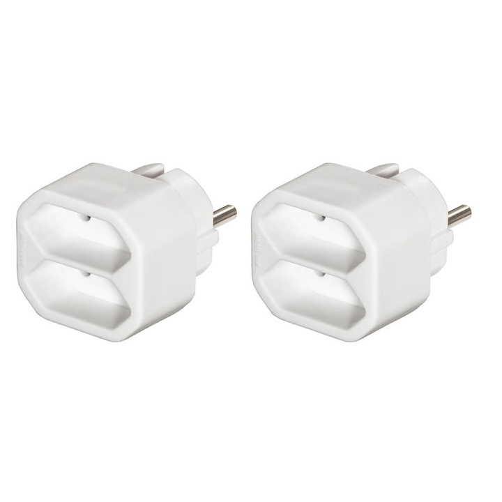 Hama 2-way Socket Adapter Double Pack White in the group HOME, HOUSEHOLD & GARDEN / Electricity & Lighting / Power strips at TP E-commerce Nordic AB (C71151)