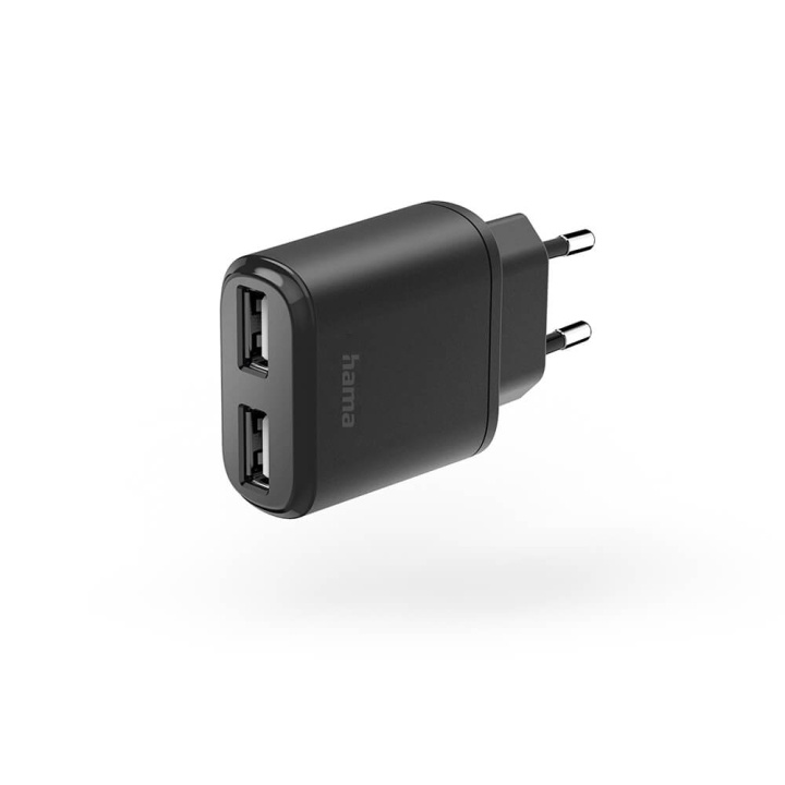 Hama Charger 2xUSB-A 12W Black in the group SMARTPHONE & TABLETS / Chargers & Cables / Wall charger / Wall charger USB at TP E-commerce Nordic AB (C71156)