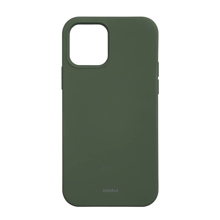 Onsala Phone Case with Silicone Feel Olive Green - iPhone 12/12 Pro in the group SMARTPHONE & TABLETS / Phone cases / Apple / iPhone 12 / Cases at TP E-commerce Nordic AB (C71192)