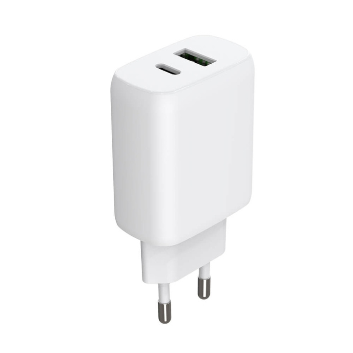 GEAR Charger 220V 1xUSB-C + 1xUSB-A PD/PPS 30W + 18W QC White in the group SMARTPHONE & TABLETS / Chargers & Cables / Wall charger / Wall charger USB at TP E-commerce Nordic AB (C71366)