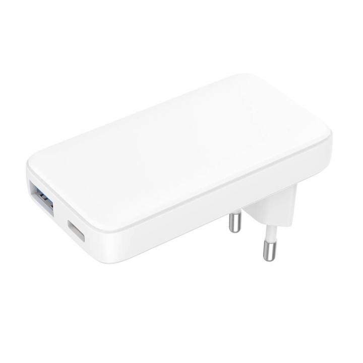 GEAR Charger 220V 1xUSB-C+1xUSB-A PD/PPS 36W+QC 18W GaN White in the group SMARTPHONE & TABLETS / Chargers & Cables / Wall charger / Wall charger USB-C at TP E-commerce Nordic AB (C71369)