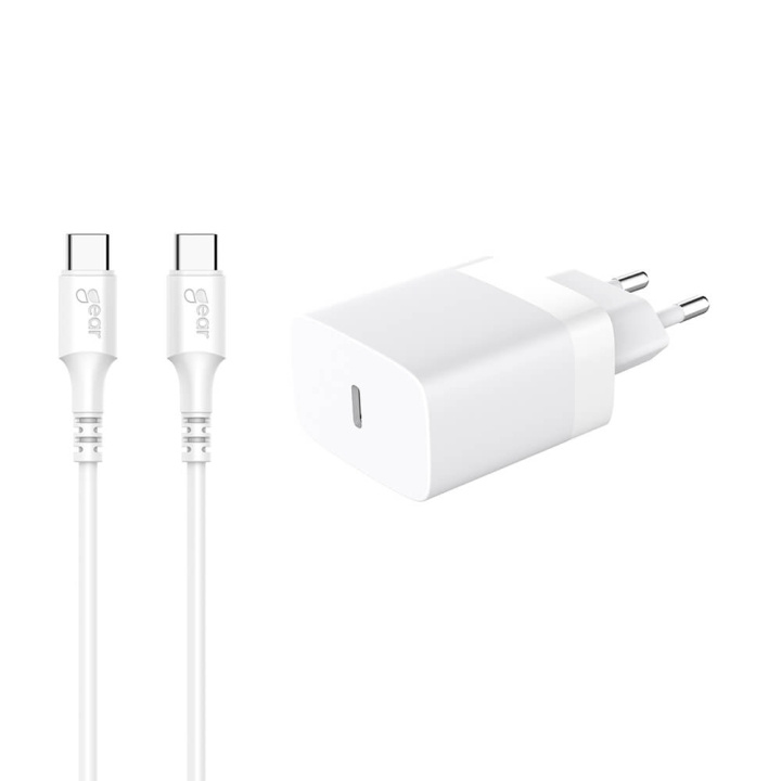 GEAR Charger 220V 1xUSB-C White PD/PPS 30W +1m Cable USB-C to USB-C in the group SMARTPHONE & TABLETS / Chargers & Cables / Wall charger / Wall charger USB-C at TP E-commerce Nordic AB (C71370)