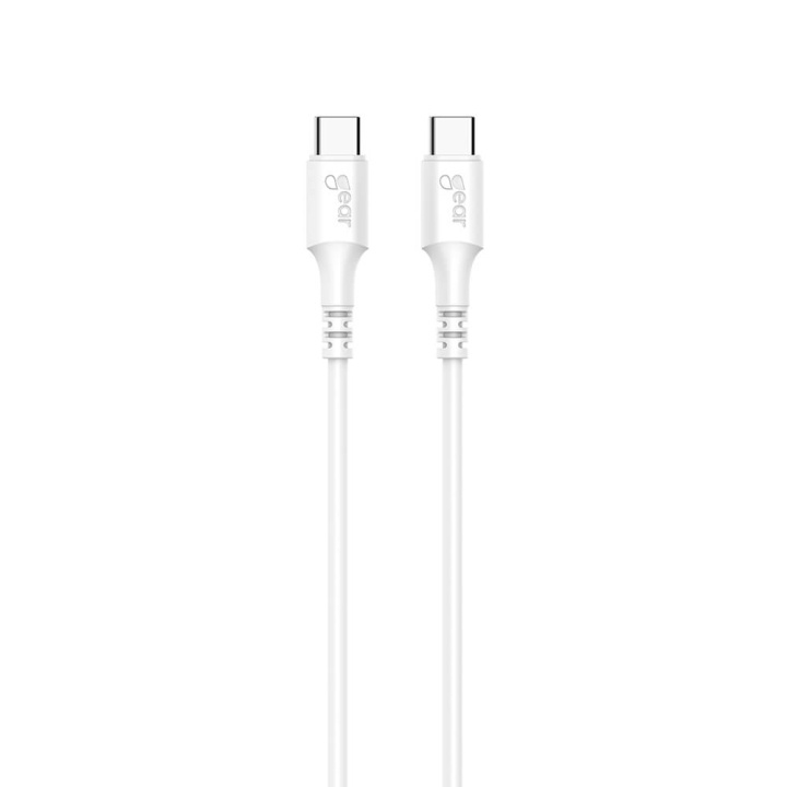 GEAR Cable USB-C to USB-C 2.0 0.5m Cable White in the group SMARTPHONE & TABLETS / Chargers & Cables / Cables / Cables Type C at TP E-commerce Nordic AB (C71400)