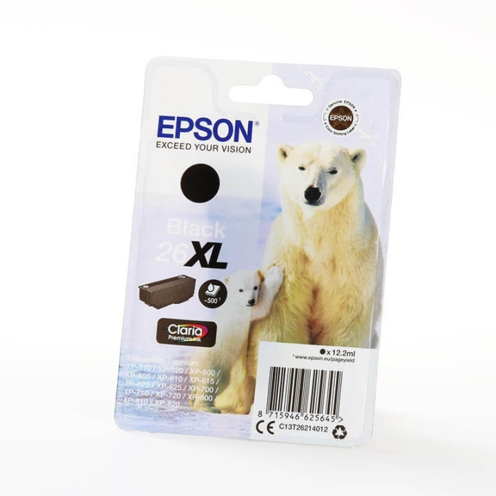 Epson Ink C13T26214012 26XL Black, Polar Bear in the group COMPUTERS & PERIPHERALS / Printers & Accessories / Ink & Toner / Ink cartridges / Epson at TP E-commerce Nordic AB (C71403)