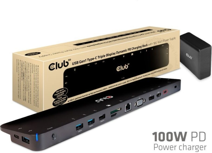 Club 3D USB Type-C Triple Display 100W docking station in the group COMPUTERS & PERIPHERALS / Laptops & accessories / Docking station at TP E-commerce Nordic AB (C71773)