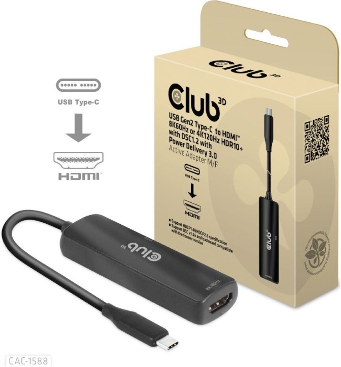 Club 3D CAC-1588 Type C - HDMI 2.1 PD 100W active adapter, 4K120 Hz - 8K60Hz in the group HOME ELECTRONICS / Cables & Adapters / HDMI / Adapters at TP E-commerce Nordic AB (C71793)